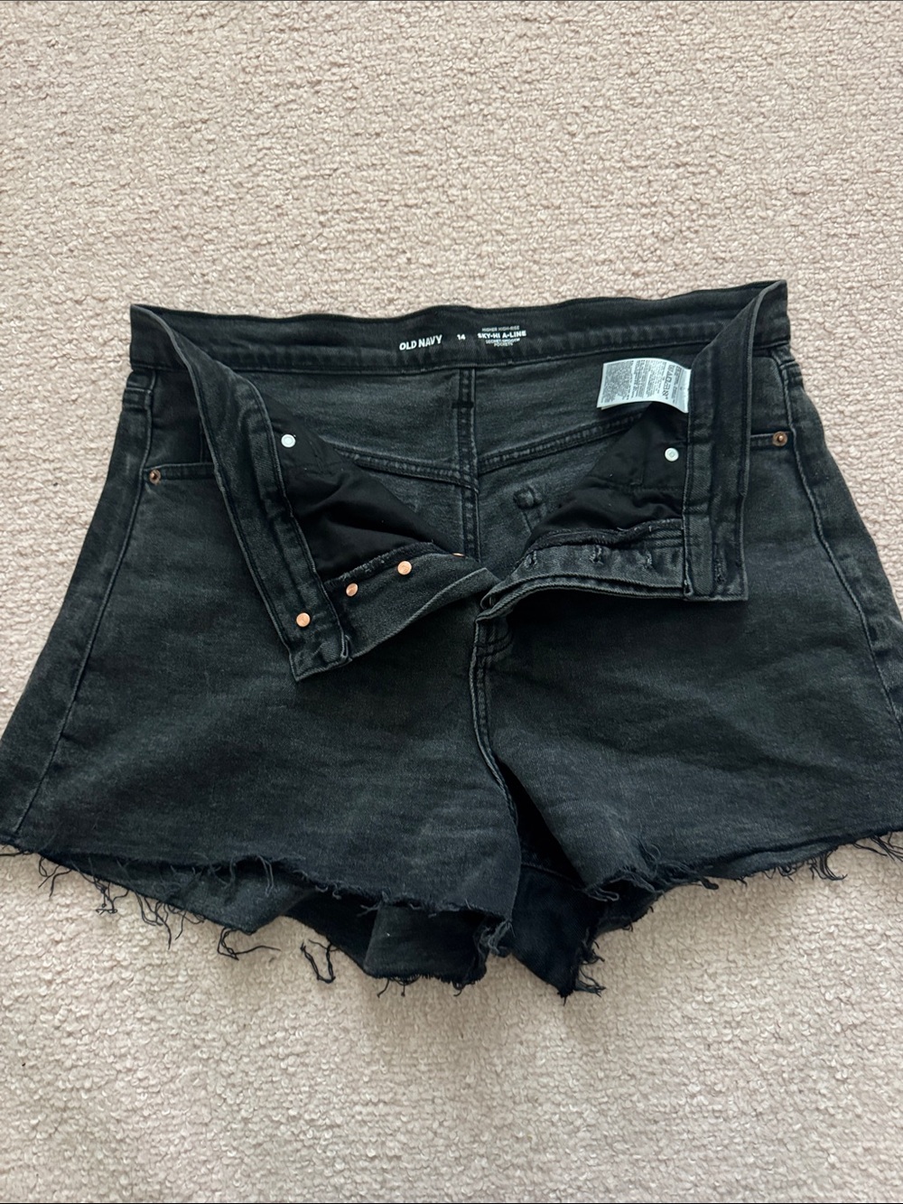 Old Navy Black Distressed High-Rise Denim Shorts